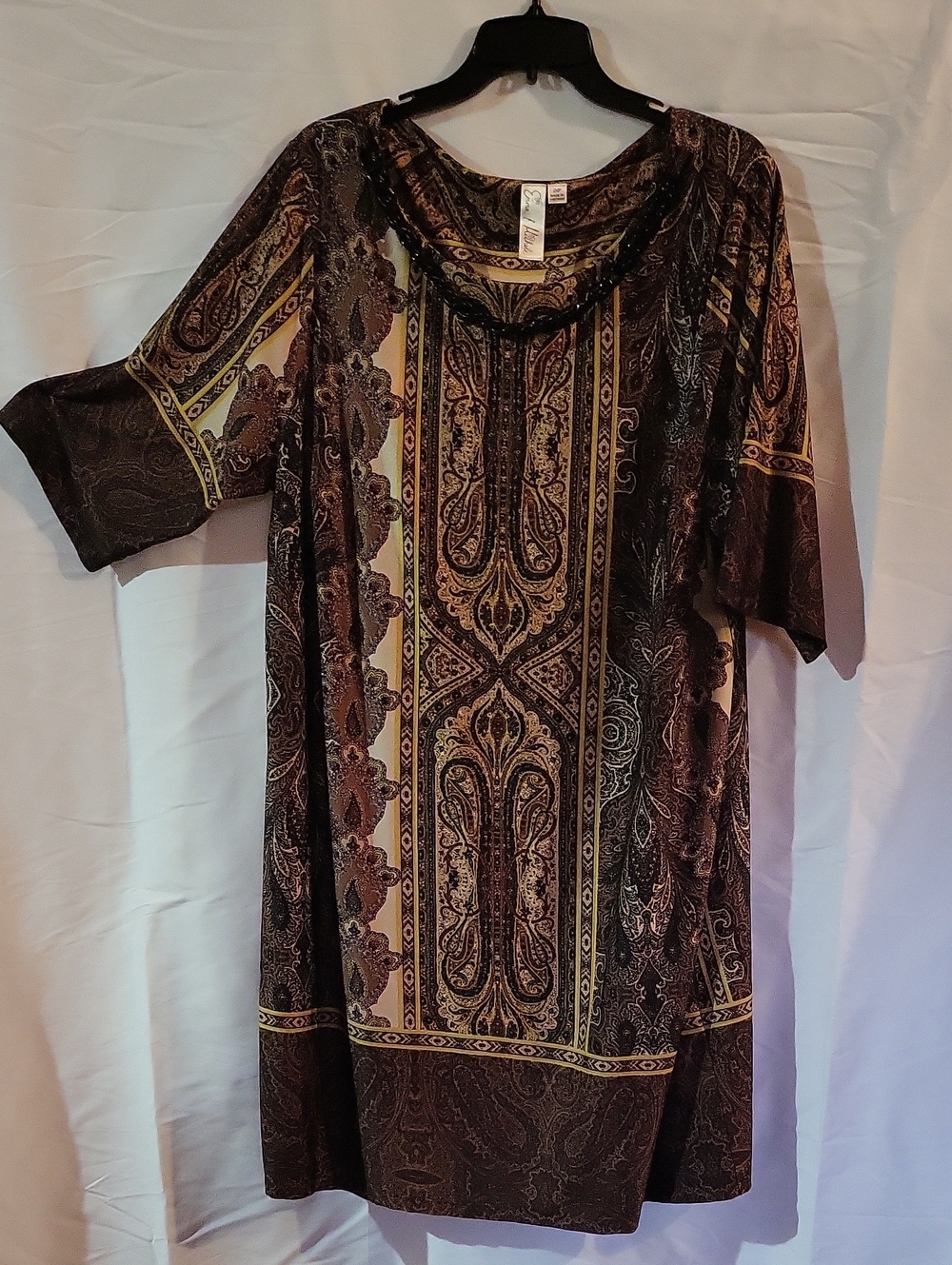 Emma & Michele Brown Paisley Short-Sleeve Tunic